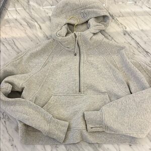 Lululemon Athletica Light Gray Crop Half-Zip Hoodie